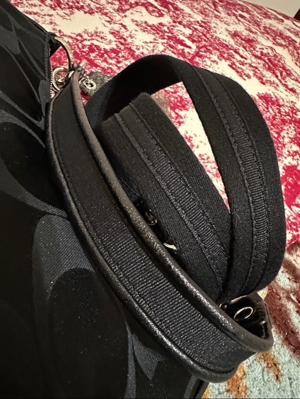 Coach Black Signature Canvas Shoulder Bag with Silver Hardware - Picture 13 of 15